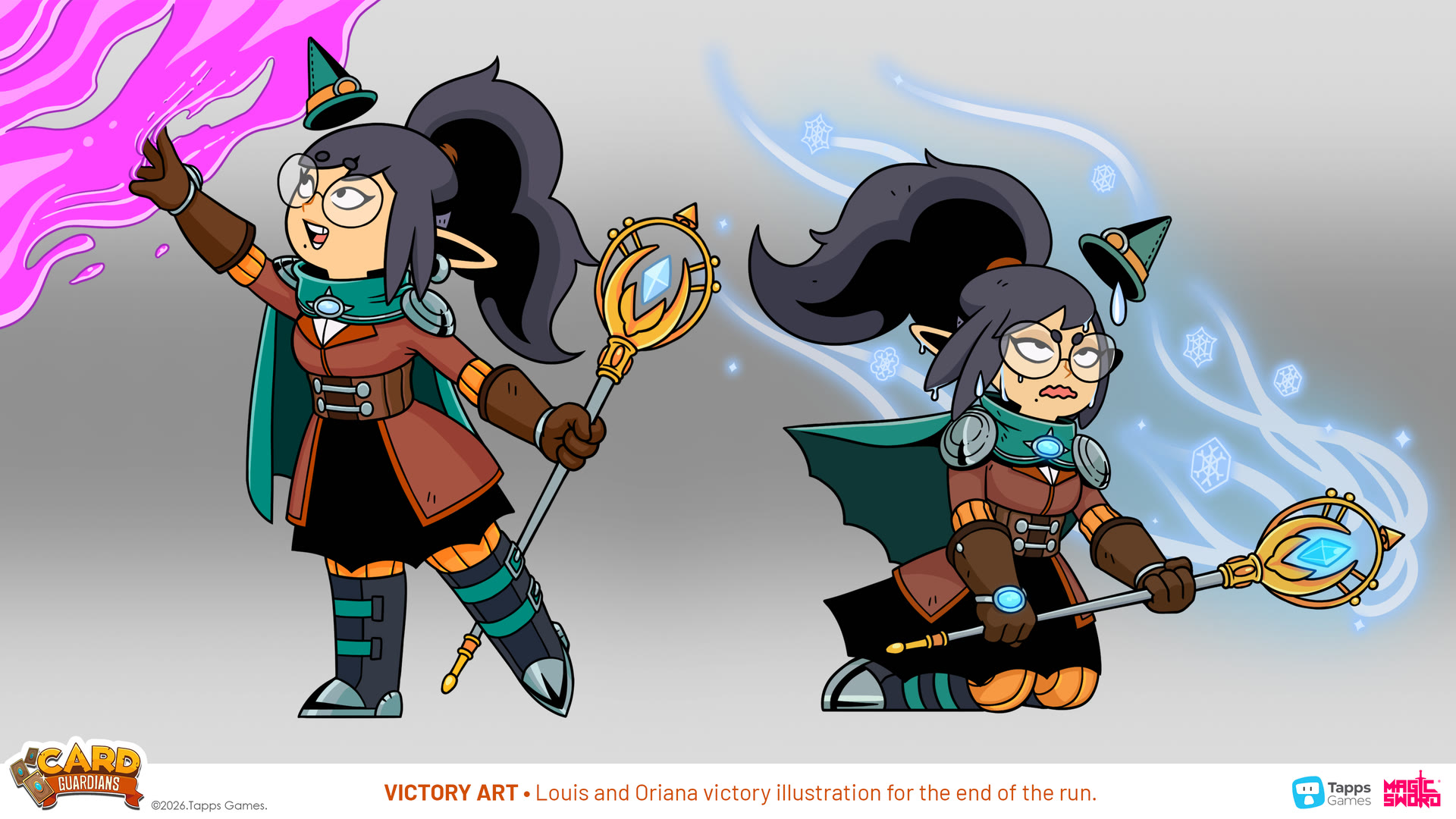 Victory illustration marking the end of a run in Card Guardians, by Magic Sword Studio for Tapps Games (2 of 5)